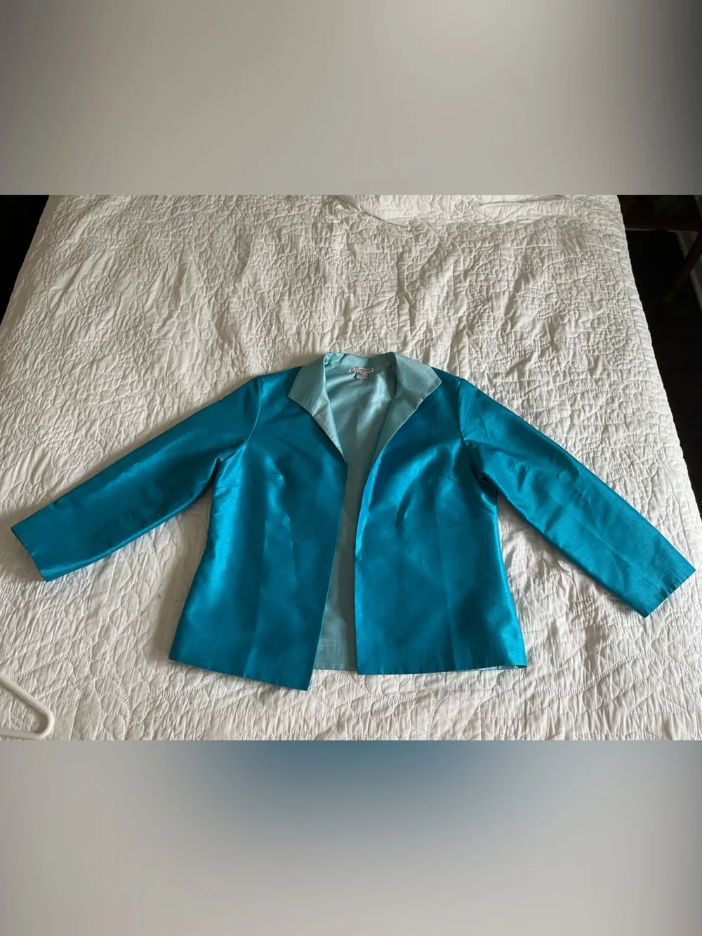 Grace Chuang New York Aqua Satin shimmer Jacket